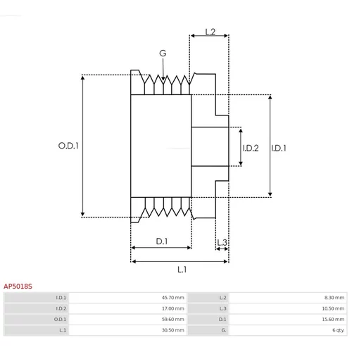Remenica alternátora AP5018S /AS-PL/ - obr. 3