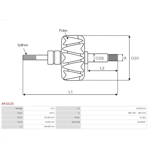Rotor alternátora AR1012S /AS-PL/ - obr. 1