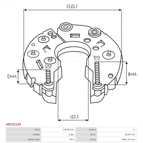 Usmerňovač alternátora ARC0216S /AS-PL/ - obr. 2