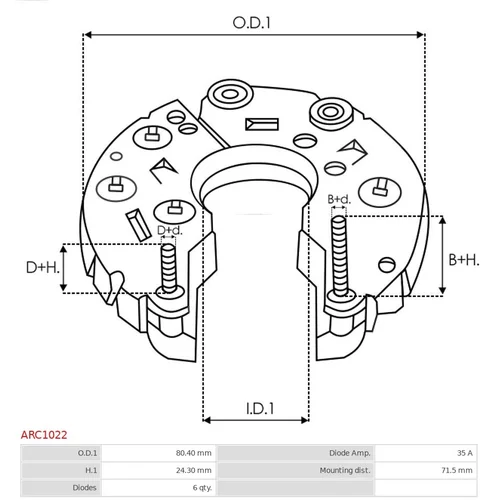 Usmerňovač alternátora ARC1022 /AS-PL/ - obr. 2