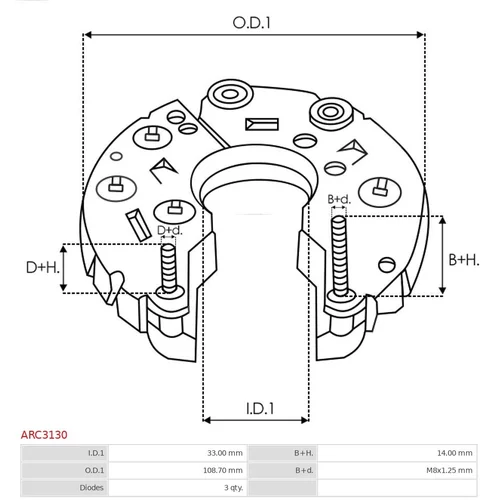 Usmerňovač alternátora ARC3130 /AS-PL/ - obr. 2