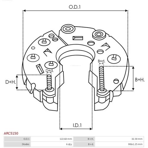 Usmerňovač alternátora ARC5150 /AS-PL/ - obr. 2