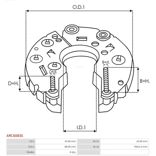 Usmerňovač alternátora ARC6083S /AS-PL/ - obr. 2