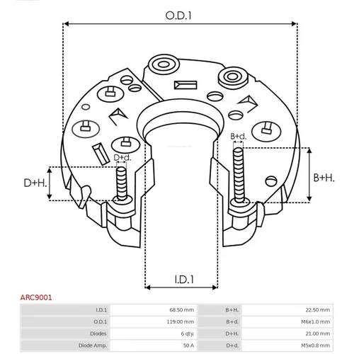 Usmerňovač alternátora ARC9001 /AS-PL/ - obr. 2