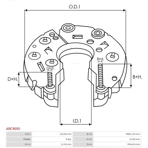 Usmerňovač alternátora ARC9050 /AS-PL/ - obr. 2