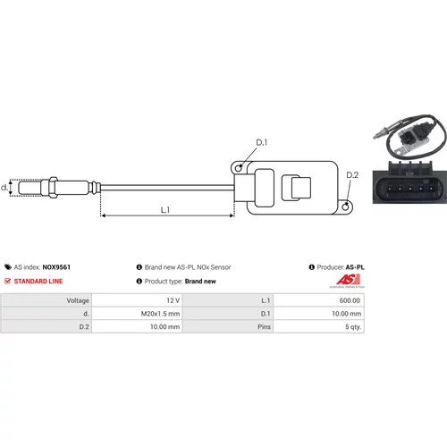 NOx-Sensor, vstrekovanie močoviny NOX9561 /AS-PL/ - obr. 2