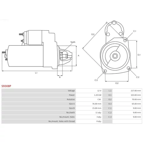 Štartér S9308P /AS-PL/ - obr. 4