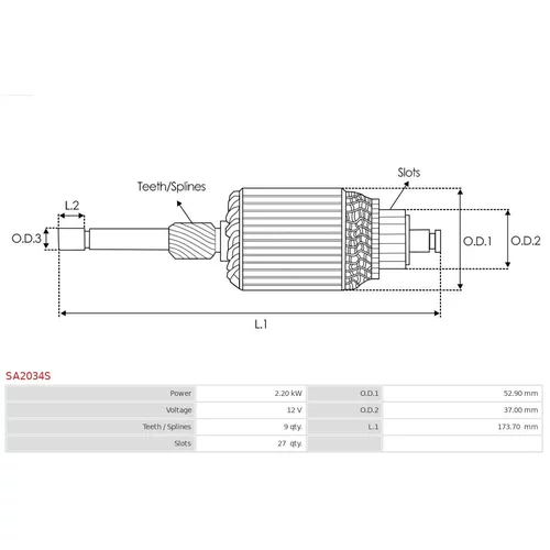 Rotor štartéra SA2034S /AS-PL/ - obr. 1
