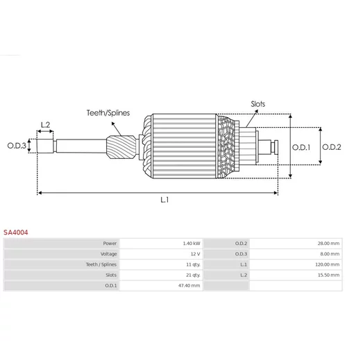 Rotor štartéra SA4004 /AS-PL/ - obr. 1
