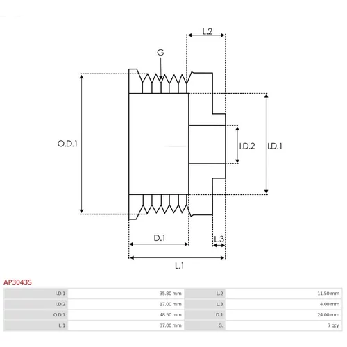 Remenica alternátora AP3043S /AS-PL/ - obr. 3