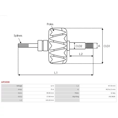 Rotor alternátora AR5008 /AS-PL/ - obr. 1