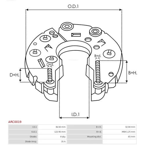 Usmerňovač alternátora ARC0019 /AS-PL/ - obr. 2