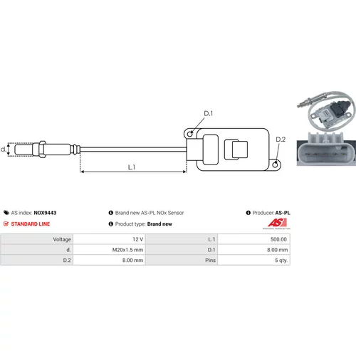 NOx-Sensor, vstrekovanie močoviny NOX9443 /AS-PL/ - obr. 2