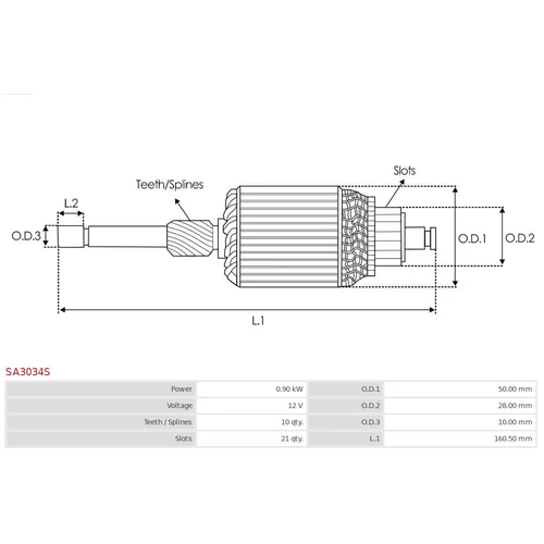 Rotor štartéra SA3034S /AS-PL/ - obr. 1