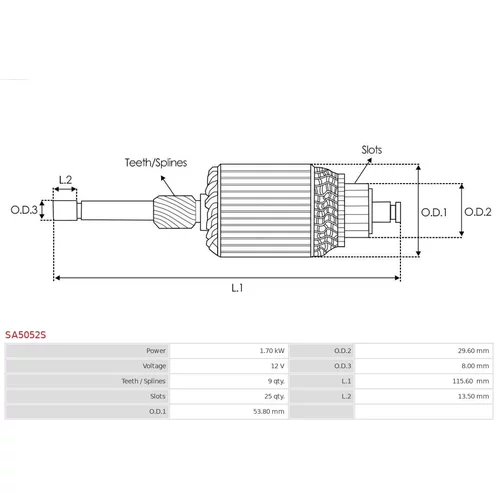 Rotor štartéra SA5052S /AS-PL/ - obr. 1