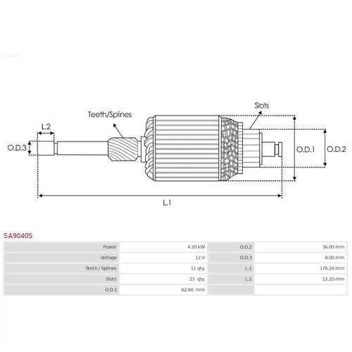 Rotor štartéra SA9040S /AS-PL/ - obr. 1