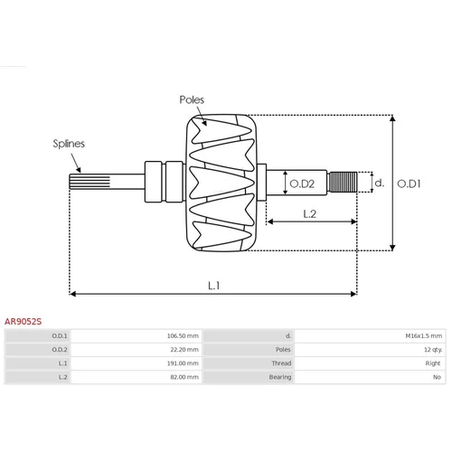 Rotor alternátora AR9052S /AS-PL/ - obr. 1