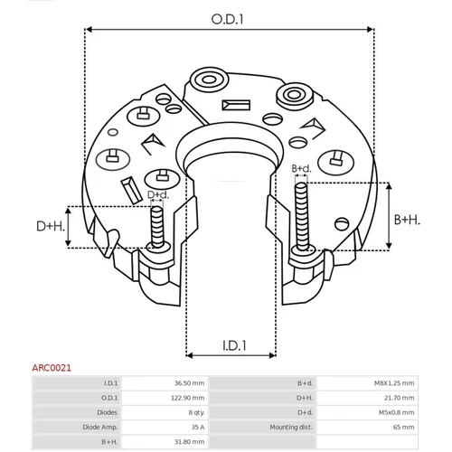 Usmerňovač alternátora ARC0021 /AS-PL/ - obr. 2