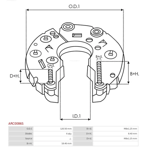 Usmerňovač alternátora ARC0086S /AS-PL/ - obr. 2