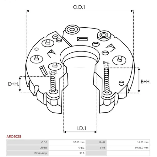 Usmerňovač alternátora ARC4028 /AS-PL/ - obr. 2