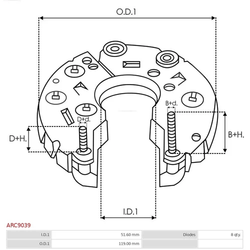 Usmerňovač alternátora ARC9039 /AS-PL/ - obr. 2