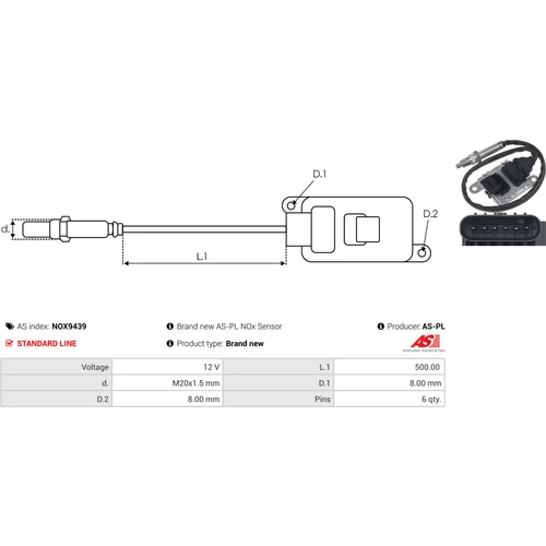 NOx-Sensor, vstrekovanie močoviny NOX9439 /AS-PL/ - obr. 2