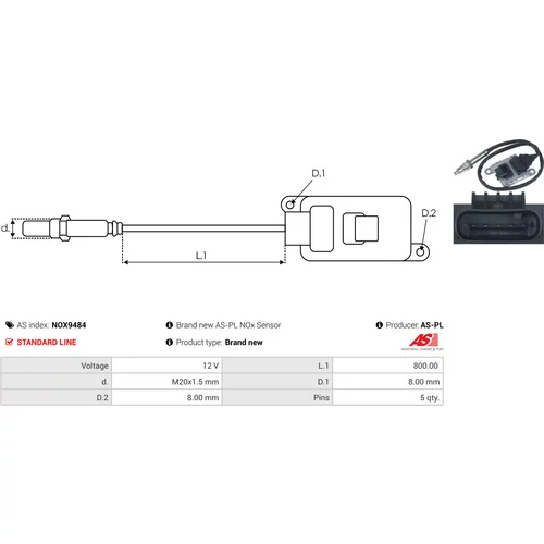 NOx-Sensor, vstrekovanie močoviny NOX9484 /AS-PL/ - obr. 2