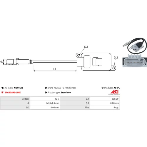 NOx-Sensor, vstrekovanie močoviny NOX9575 /AS-PL/ - obr. 2