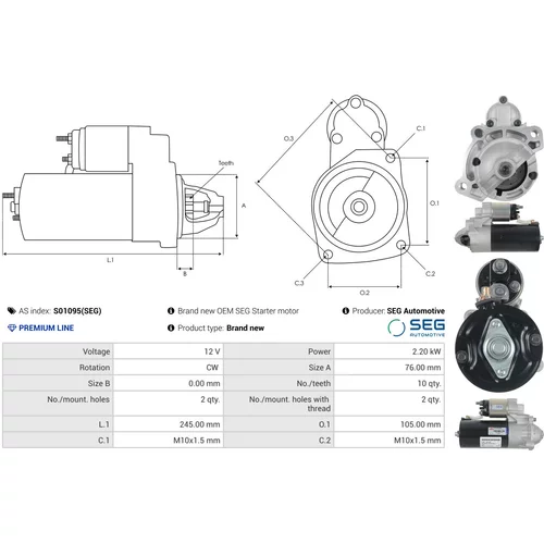 Štartér S01095(SEG) /AS-PL/ - obr. 4