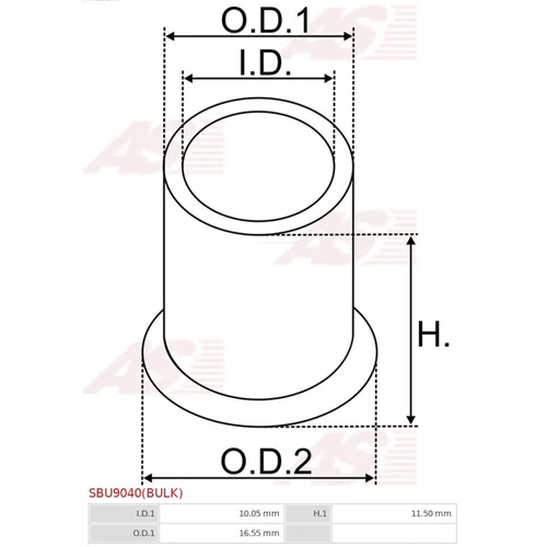 Puzdro, Hriadeľ štartéra SBU9040(BULK) /AS-PL/ - obr. 1