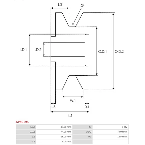 Remenica alternátora AP5019S /AS-PL/ - obr. 2