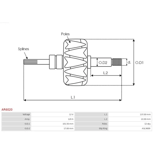 Rotor alternátora AR6020 /AS-PL/ - obr. 1