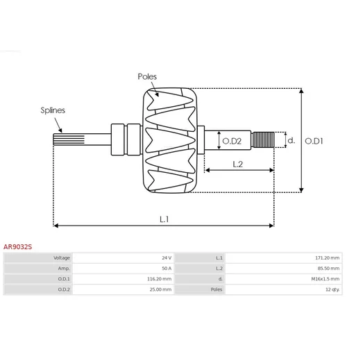 Rotor alternátora AR9032S /AS-PL/ - obr. 1