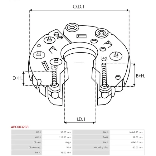 Usmerňovač alternátora ARC0032SR /AS-PL/ - obr. 2