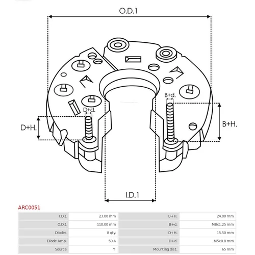 Usmerňovač alternátora ARC0051 /AS-PL/ - obr. 2