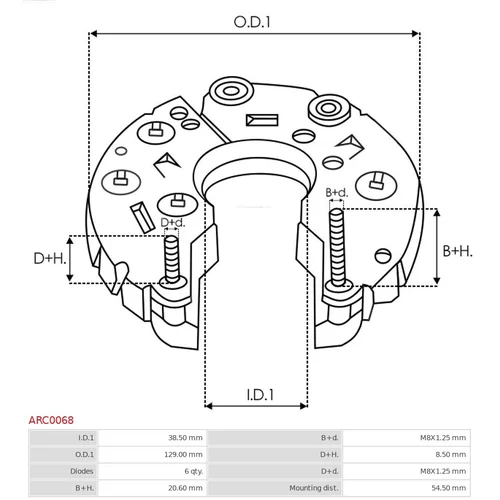 Usmerňovač alternátora ARC0068 /AS-PL/ - obr. 2