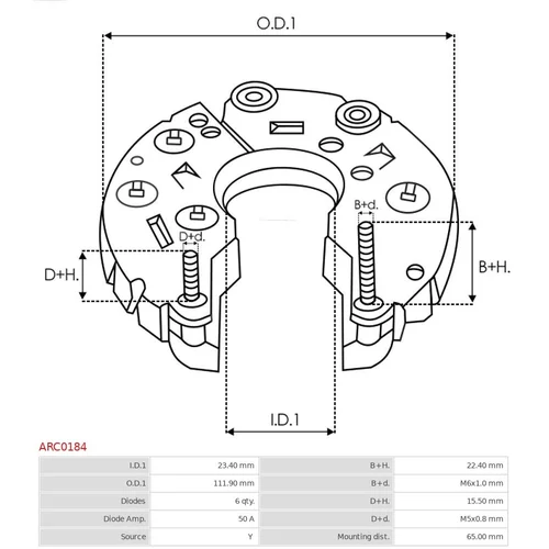 Usmerňovač alternátora ARC0184 /AS-PL/ - obr. 2