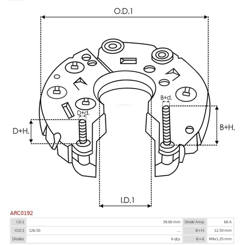 Usmerňovač alternátora ARC0192 /AS-PL/ - obr. 2
