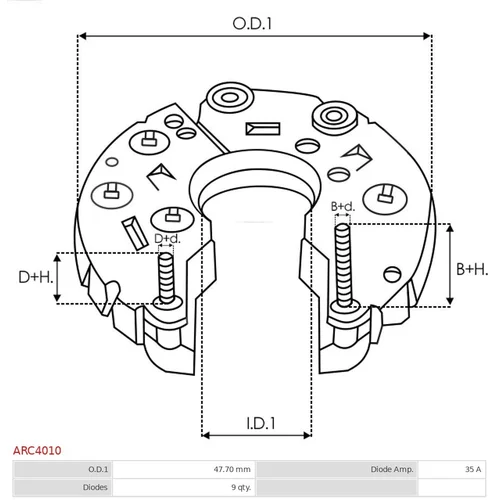 Usmerňovač alternátora ARC4010 /AS-PL/ - obr. 2