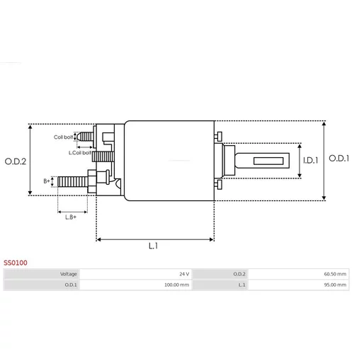 Elektromagnetický spínač pre štartér SS0100 /AS-PL/ - obr. 3