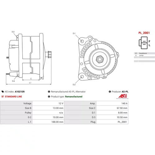 Alternátor AS-PL A1021SR