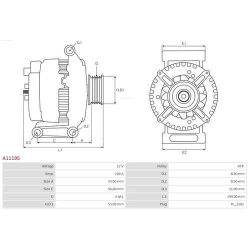 Alternátor A1119S /AS-PL/ - obr. 4