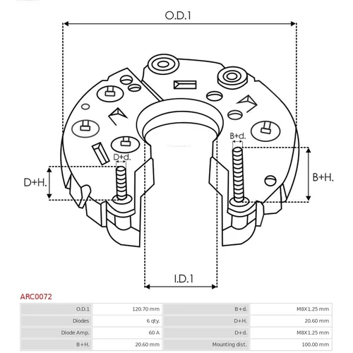 Usmerňovač alternátora ARC0072 /AS-PL/ - obr. 2