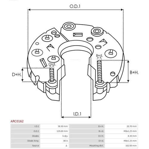Usmerňovač alternátora ARC0162 /AS-PL/ - obr. 2