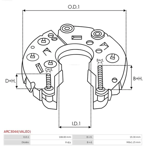 Usmerňovač alternátora ARC3044(VALEO) /AS-PL/ - obr. 2