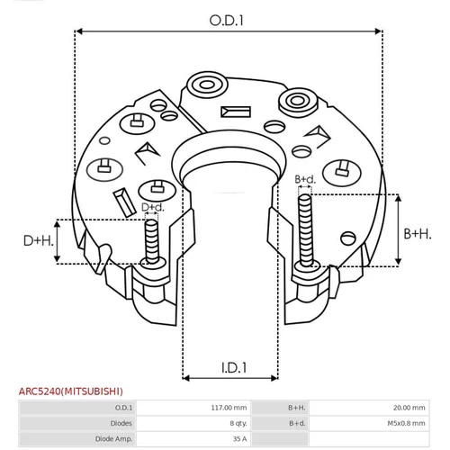 Usmerňovač alternátora ARC5240(MITSUBISHI) /AS-PL/ - obr. 2
