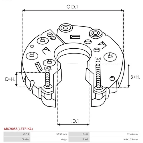 Usmerňovač alternátora ARC9055(LETRIKA) /AS-PL/ - obr. 2