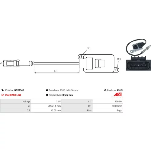 NOx-Sensor, vstrekovanie močoviny NOX9546 /AS-PL/ - obr. 2