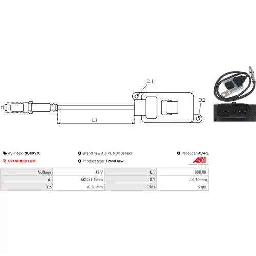 NOx-Sensor, vstrekovanie močoviny NOX9570 /AS-PL/ - obr. 2