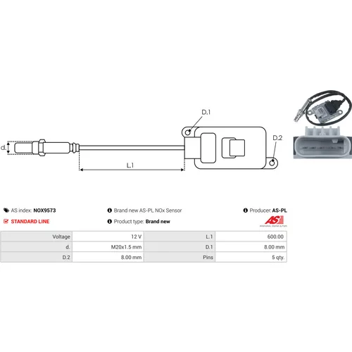NOx-Sensor, vstrekovanie močoviny NOX9573 /AS-PL/ - obr. 2